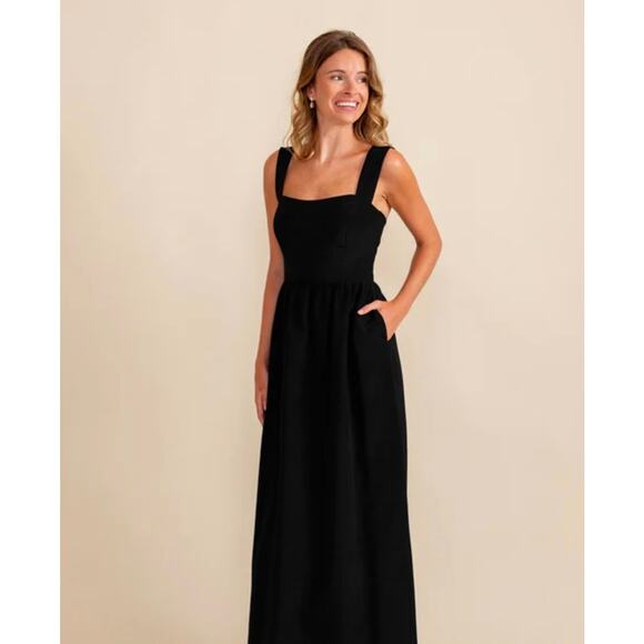 Lula Kate Dresses & Skirts - Lula Kate Black Silk Floor Length Cross Back Dress